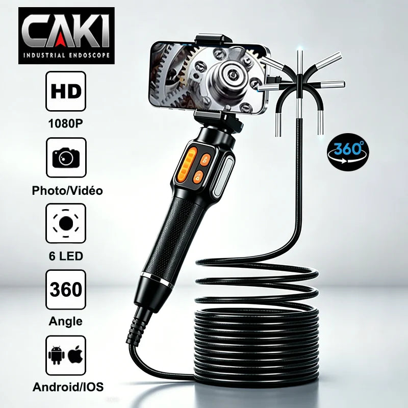 CAKI 6mm HD 1080P Waterproof Borescope Inspection Camera 360° Borescope Inspection Camera SPOT