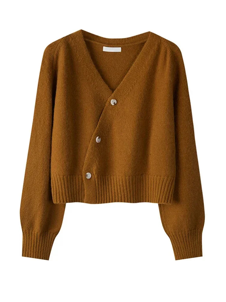 Women's V-Neck Button Cardigan – Loose Knit Sweater Knit Cardigan Sweater SPOT