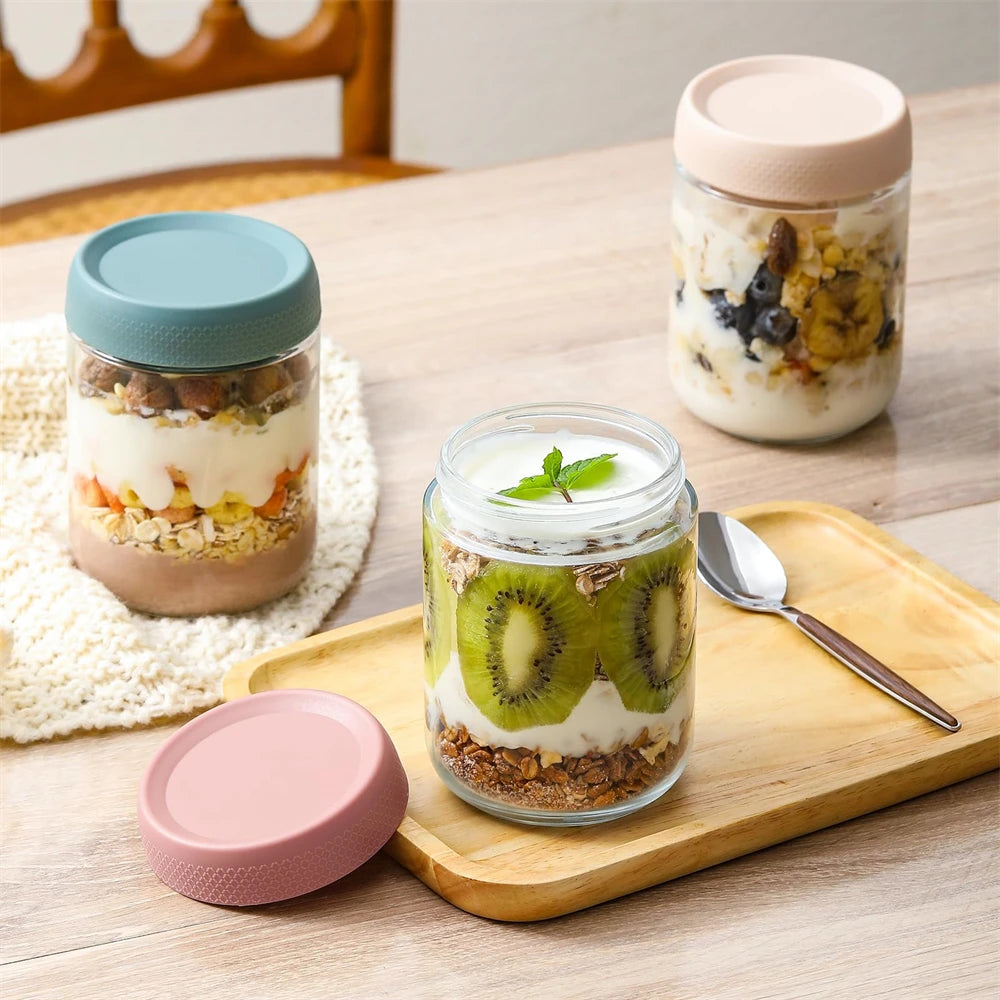 6-Pack 16oz Wide Mouth Glass Mason Jars with Airtight Lids Glass Storage Jars SPOT