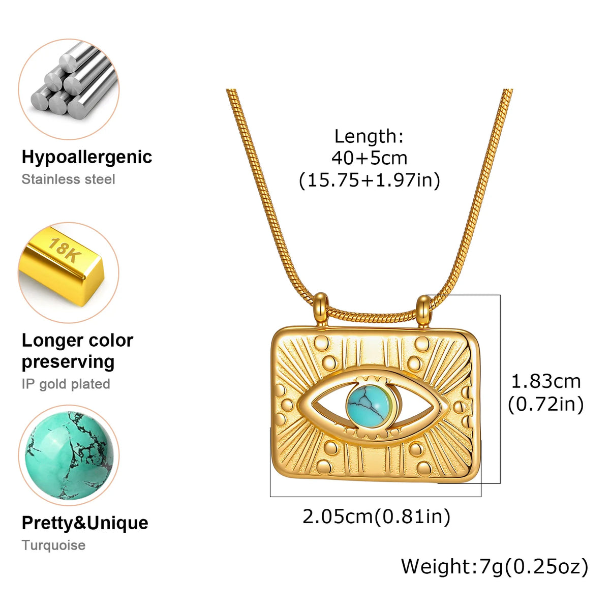 Women's Turquoise Evil Eye Sunflower Pendant Necklace Pendant Necklace SPOT