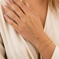 18K Gold Plated CZ Heart Hand Chain Ring Bracelet for Women Hand Chain Bracelet SPOT BR-2876G