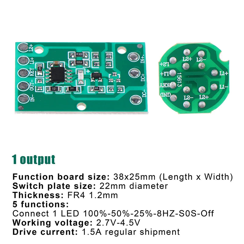 HZ-8813 Flashlight Driver Board PCB – T6/U2/L2 3 & 5 Mode Flashlight Driver Board SPOT 1output 5function