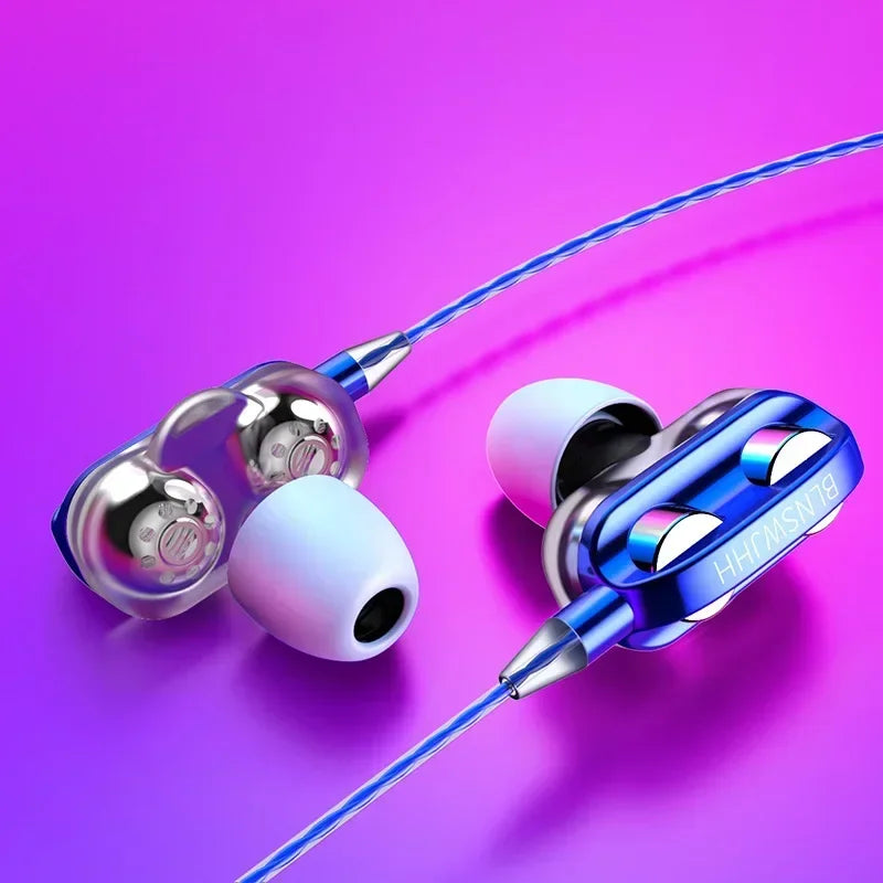 VIKEFON 3.5mm Wired Earbuds – Dual Driver HiFi Bass & Mic Wired In-Ear Earbuds SPOT Blue