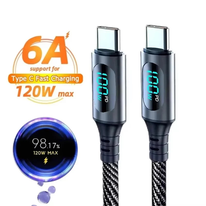 100W USB-C Cable with LED Display | Super Fast Charging USB Charging Cable SPOT