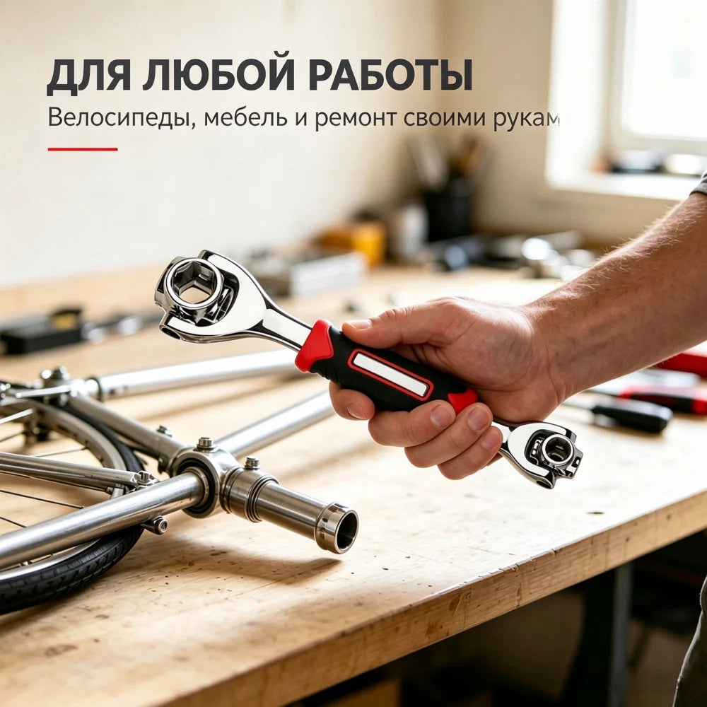 WISRETEC 52-in-1 Universal Wrench – 360° Swivel Magnetic Cr-V Universal Socket Wrench SPOT
