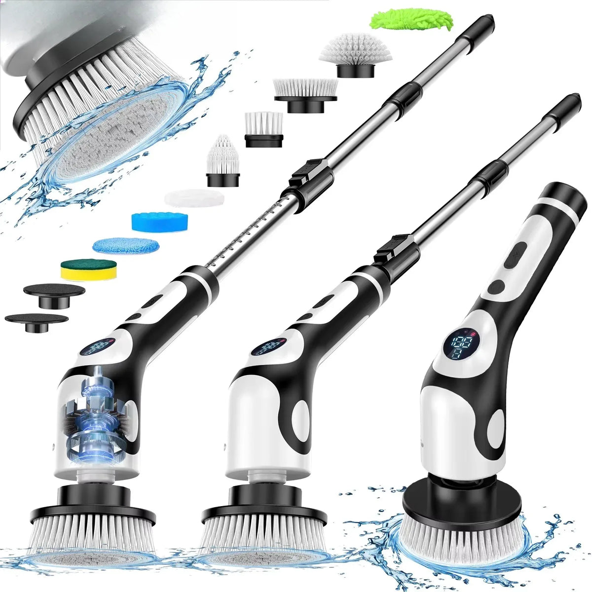 Rechargeable Rotary Electric Scrubber Brush with Voice Alert Electric Scrubber Brush SPOT