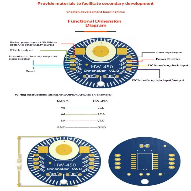 DS3231SN RTC Real-Time Clock Module ChronoDot V2.0 I2C RTC Clock Module SPOT