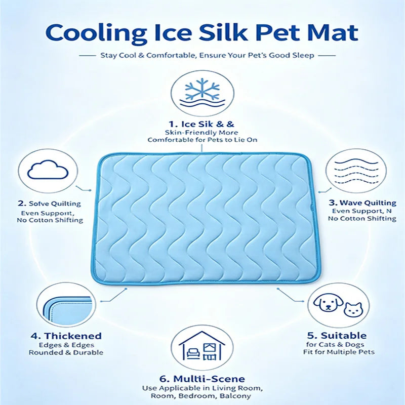 KEMORELA Cooling Pet Mat – Ice Silk Dog & Cat Summer Pad Pet Cooling Mat SPOT