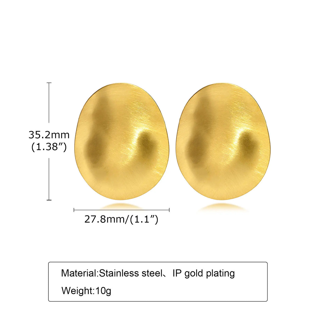 Meaeguet Matte Oval Stud Earrings – Stainless Steel, Gold Stud Earrings SPOT