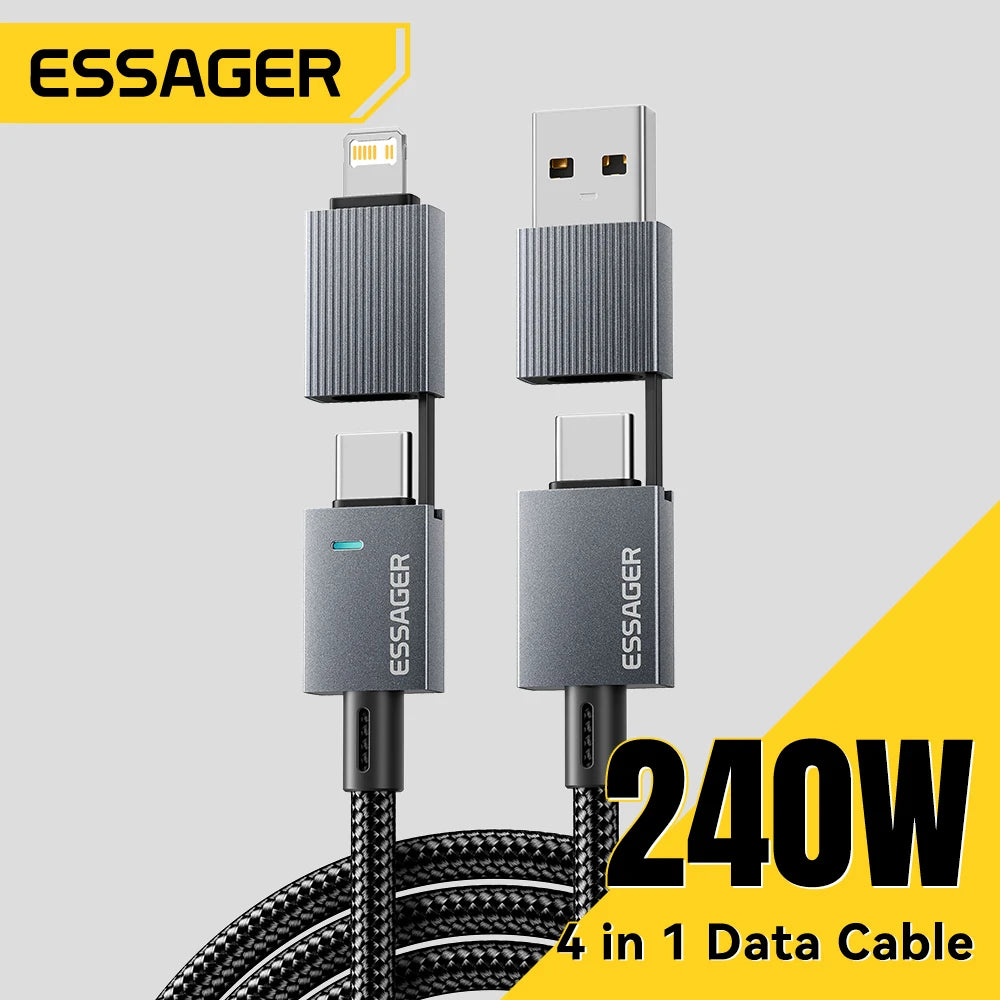 Essager 240W 4-in-1 USB-C Fast Charging Cable – iPhone & Android USB-C Charging Cable SPOT
