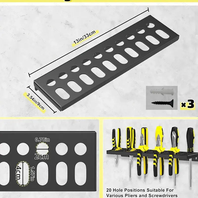 Wall-Mounted Heavy Duty Steel Tool Rack – Garage Organizer Wall Tool Rack SPOT Pliers screwdriver