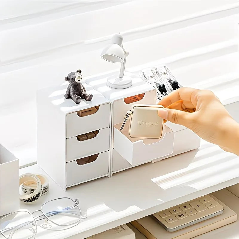 3-Tier Desktop Organizer with Drawers – Plastic Storage Box Desktop Drawer Organizer SPOT