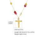 Natural Stone Beaded Cross Pendant Necklace – 18K Gold PVD Pendant Necklace SPOT NC-3126G01