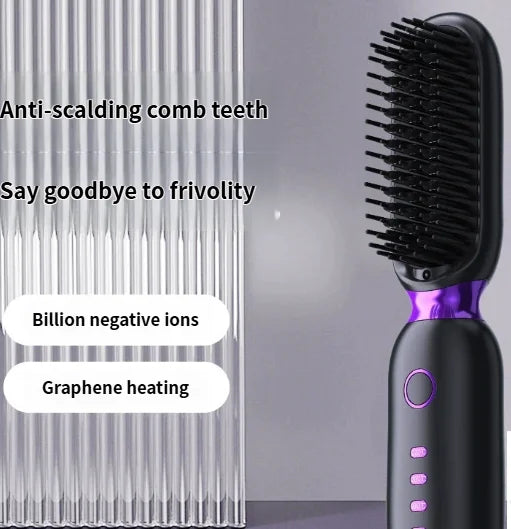 Wireless 2-in-1 Negative Ion Hair Straightening Brush | USB Hair Straightening Brush SPOT
