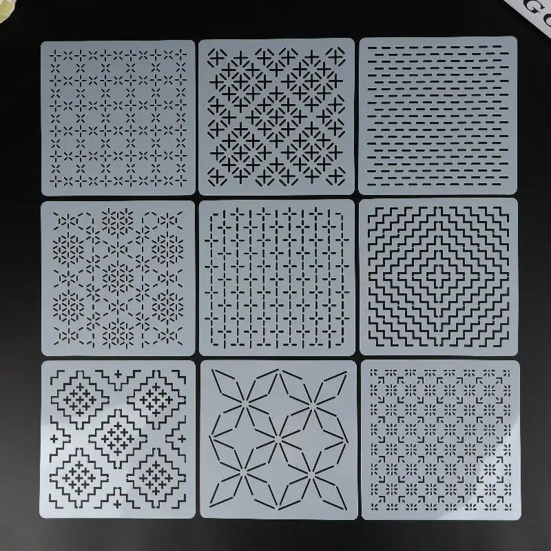 Sashiko Embroidery Stencils 9/32Pc Reusable PET Templates Embroidery Stencil Set SPOT