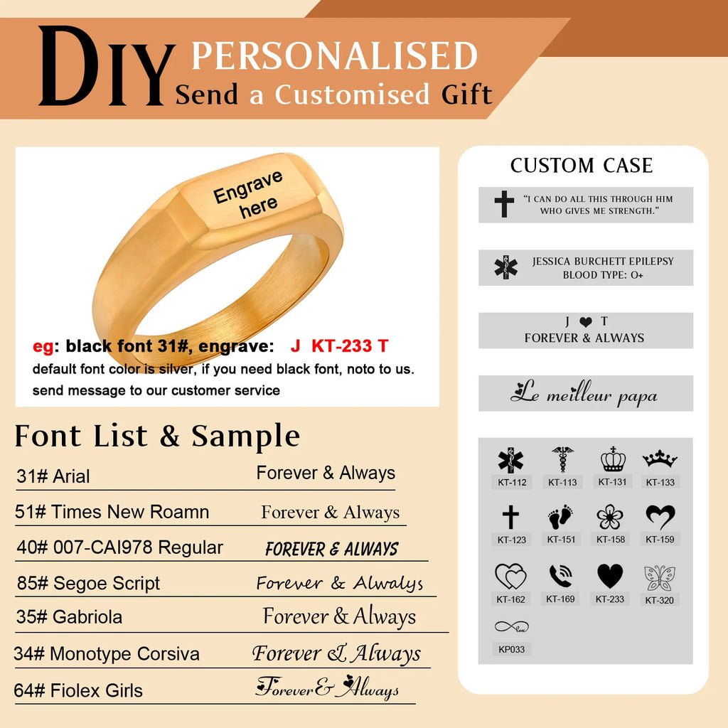 Custom Women's Signet Ring – Personalized Name Stackable Ring Personalized Signet Ring SPOT