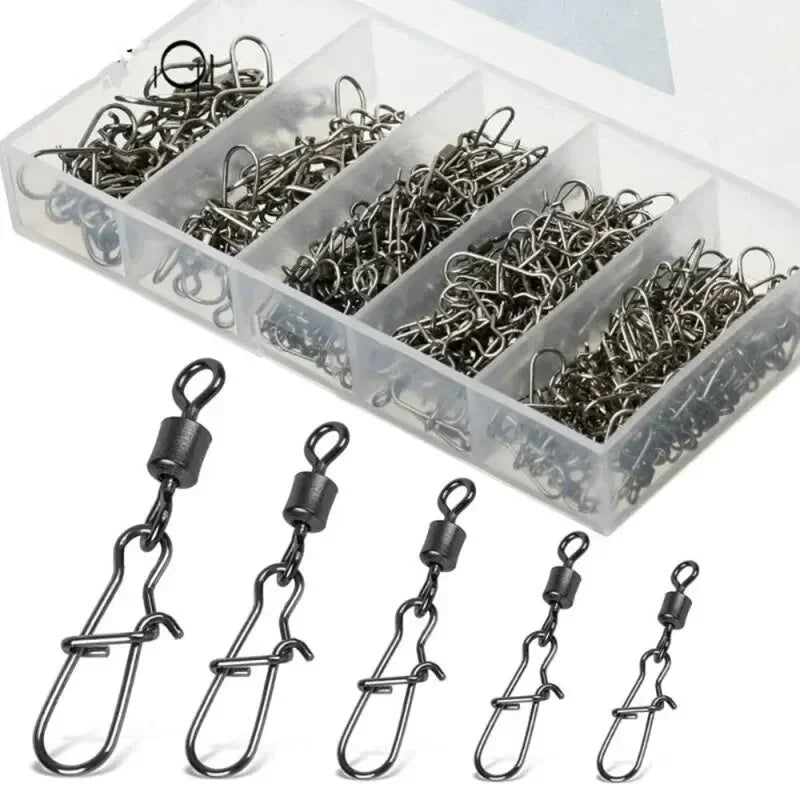 50-Pack Fishing Rolling Swivel Snap – Sizes 4# to 12# Fishing Swivel Snap SPOT 50PCS