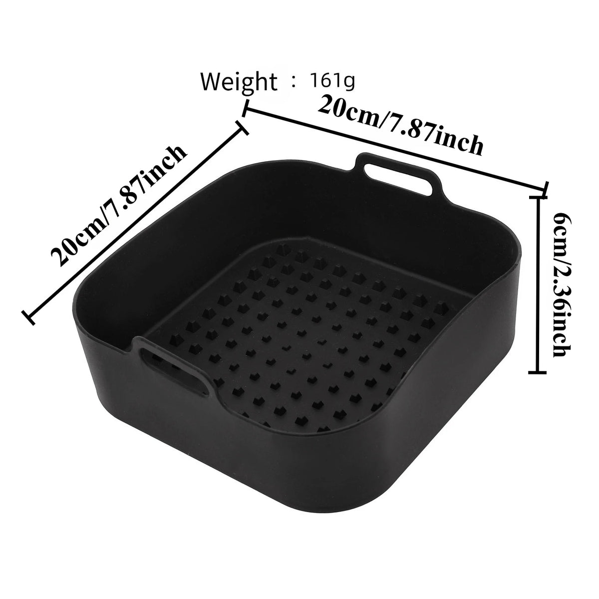 Square Silicone Air Fryer Liner – Reusable Non-Stick Basket Air Fryer Liner SPOT Black