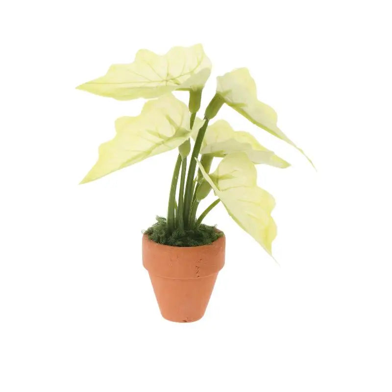 Mini Artificial Taro Potted Plant – 1:12 Dollhouse Ornament Miniature Plant Ornament SPOT A1 Green