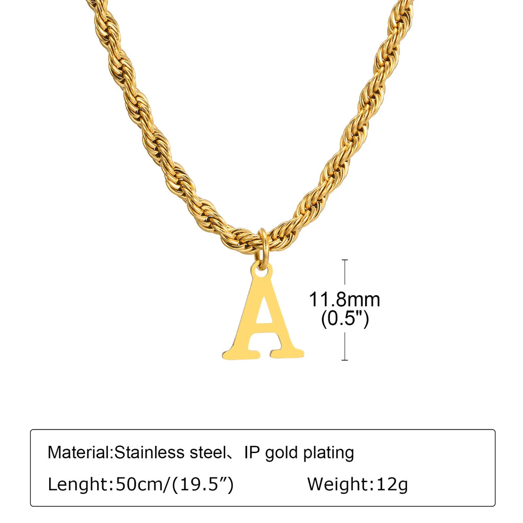 Stainless Steel Initial Letter Necklace – Gold & Silver Pendant Initial Pendant Necklace SPOT