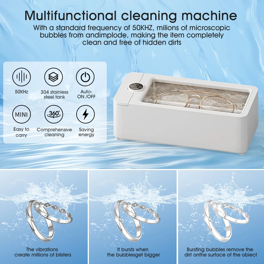 50KHz Ultrasonic Cleaner 350ml – Jewelry, Glasses & Watch Ultrasonic Cleaner SPOT