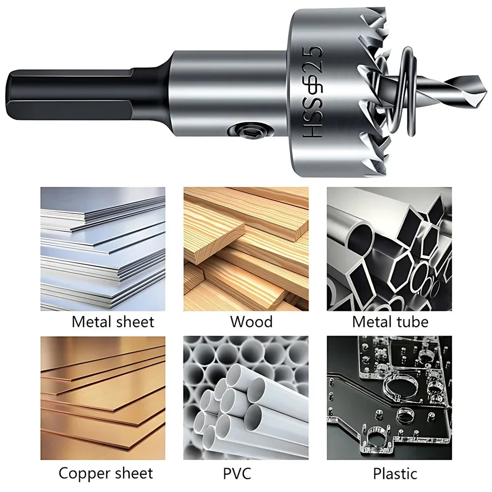 HSS Hole Saw Drill Bit Set – 5 Sizes, Metal & Steel Hole Saw Drill Set SPOT