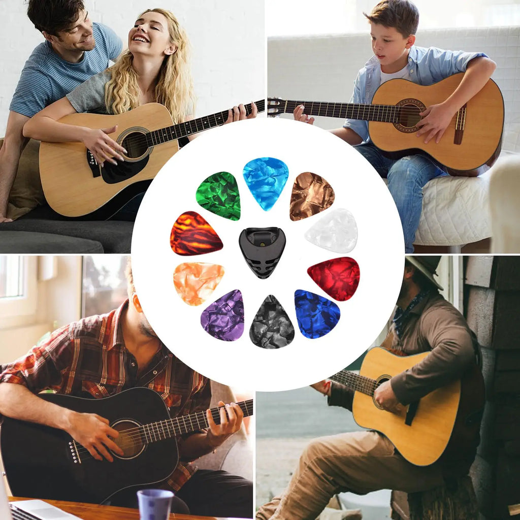 10-Pack 0.46mm Guitar Picks & Stick-On Pick Holder Set Guitar Picks Set SPOT