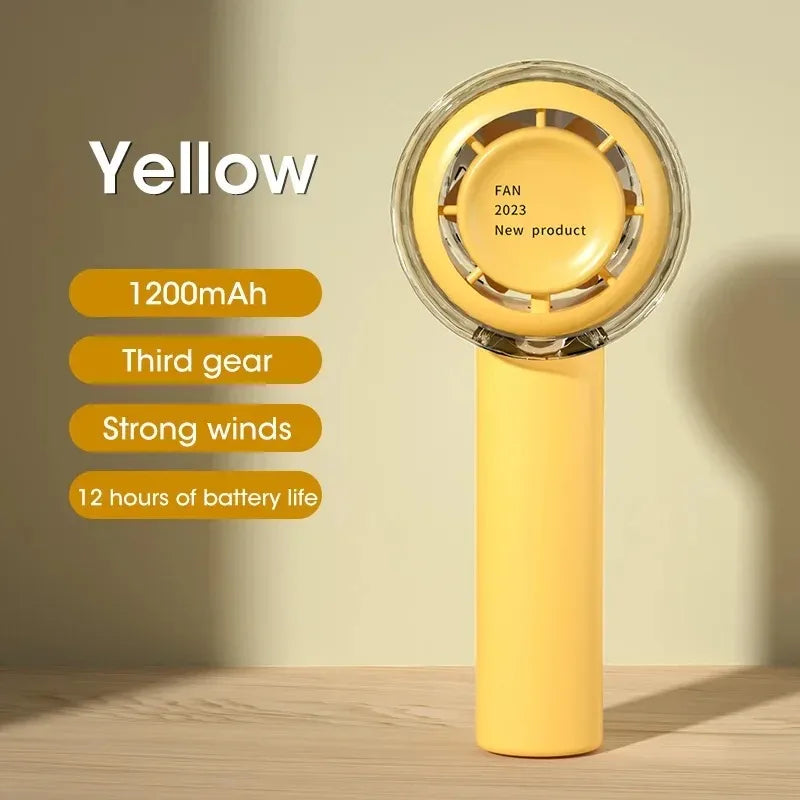 USB Rechargeable Mini Handheld Fan – 3-Speed Portable Cooler Handheld Portable Fan SPOT Yellow USB Type-C