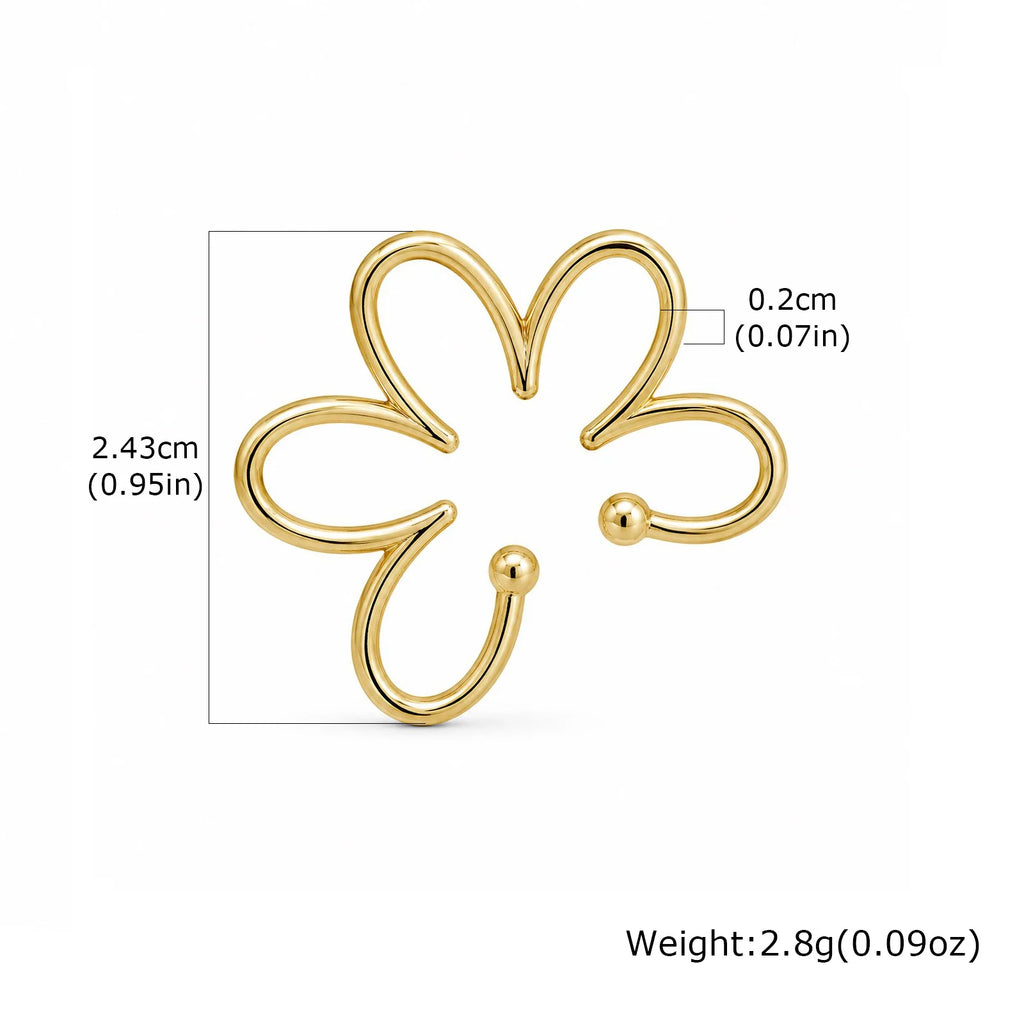 Flower Ear Cuff Non-Piercing – 18K Gold Plated Hollow Petal Ear Cuff Earring SPOT EC-053G01-1