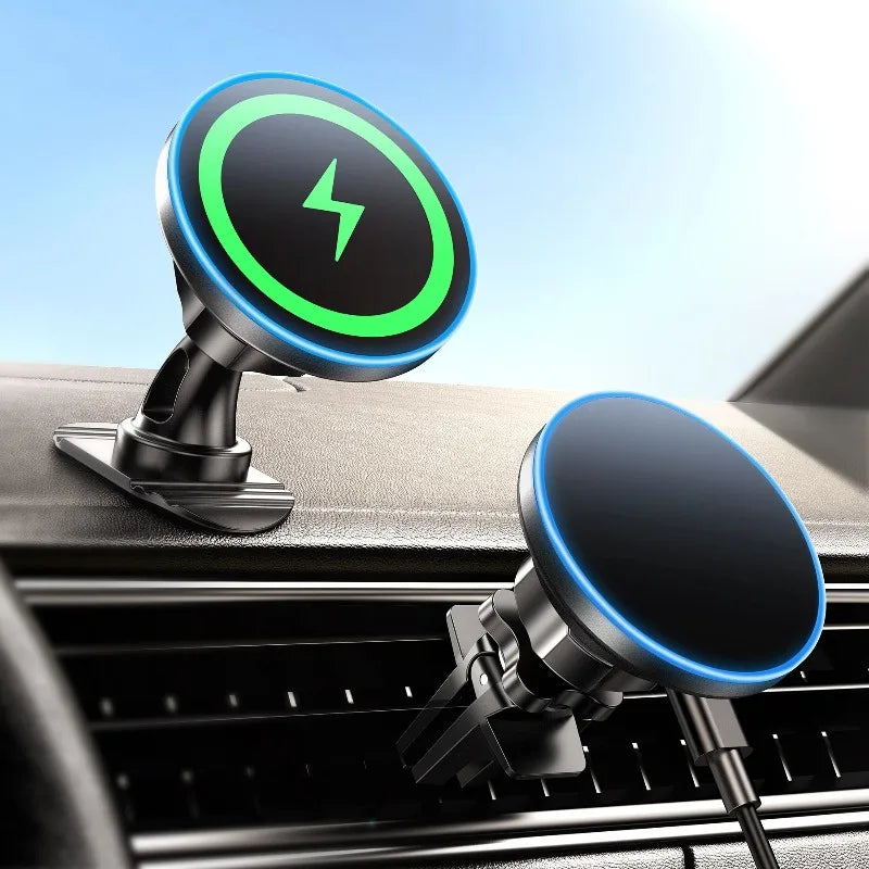 VIKEFON 15W Magnetic Wireless Charging Car Phone Mount Wireless Car Charger Mount SPOT black