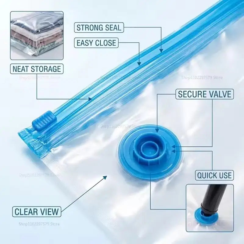 Vacuum Compression Storage Bags 5-Pack – Space Saver Organizer Vacuum Storage Bags SPOT