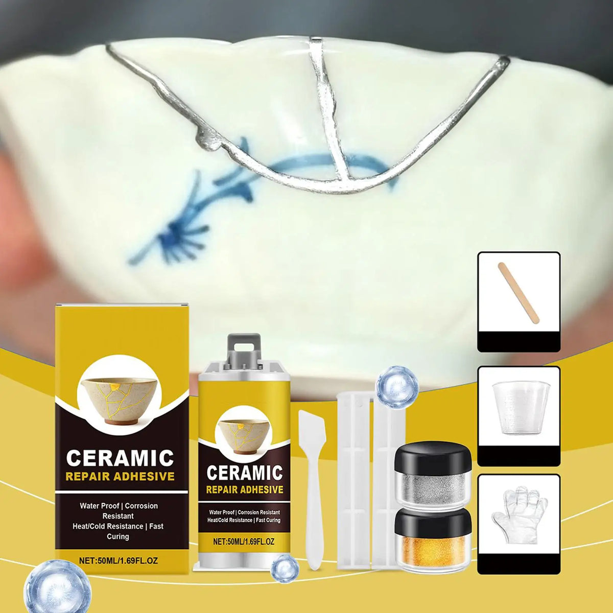 Japanese Kintsugi Ceramic Repair Kit – Food-Safe Gold Adhesive Ceramic Repair Kit SPOT