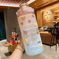 2L Frosted Water Bottle with Straw, Time Marker & Stickers Water Bottle SPOT Gradient Pink 2.0L