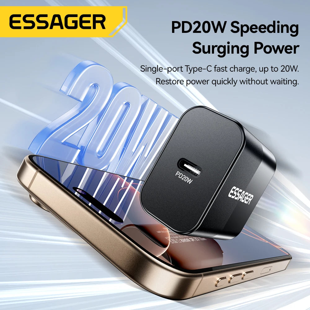 Essager 20W GaN USB-C Fast Charger – Compact Travel Charger USB-C GaN Charger SPOT