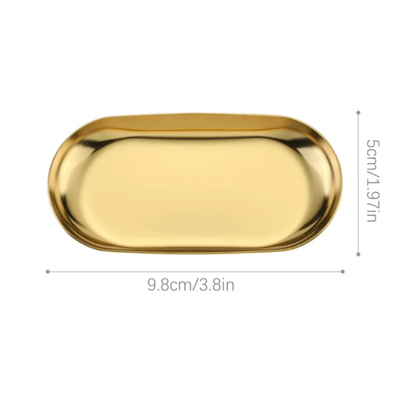 Stainless Steel Oval Tray – Manicure, Jewelry & Cosmetic Organizer Storage Tray SPOT