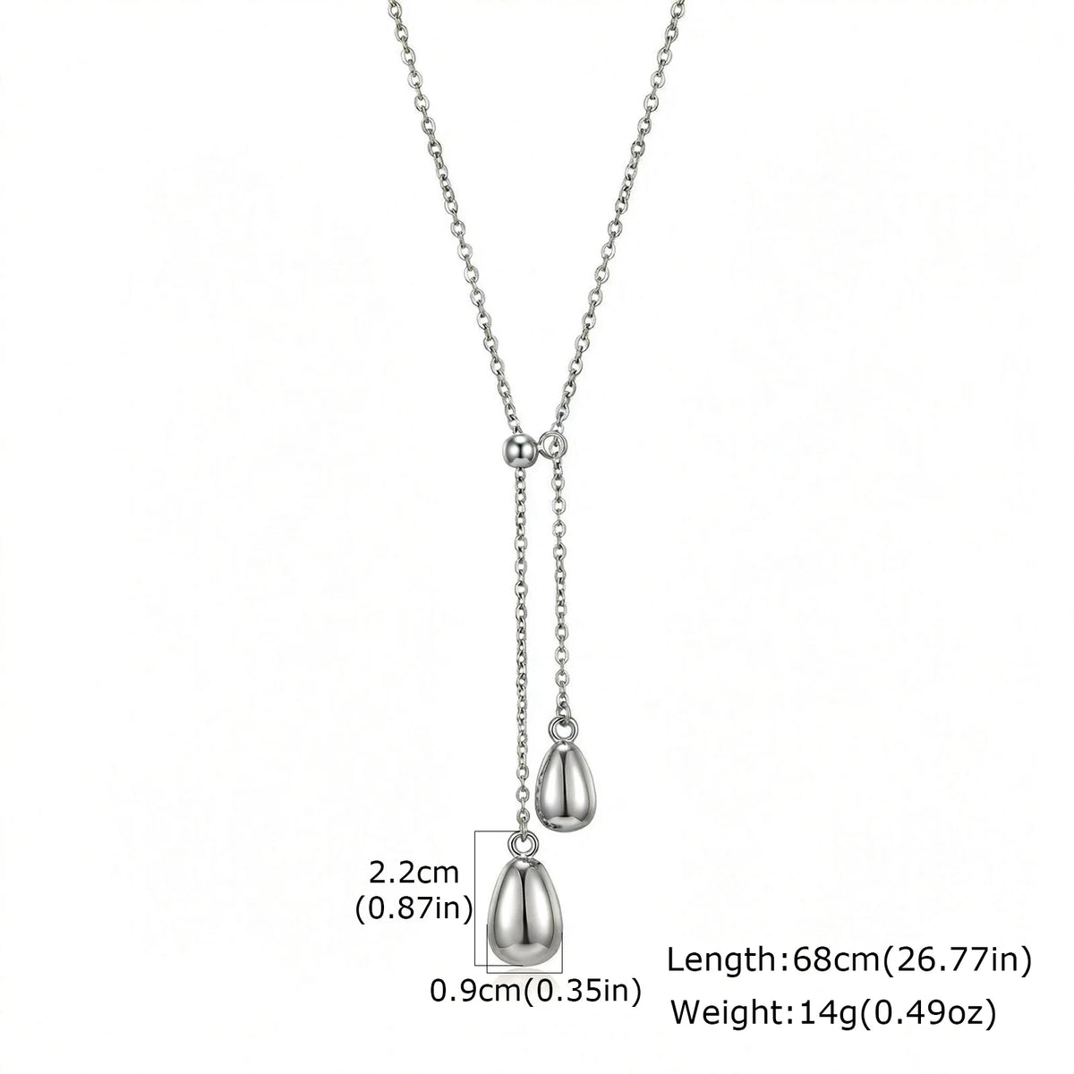 Water Drop Y-Lariat Necklace | Adjustable Slider Chain Pendant Necklace SPOT NC-2854S