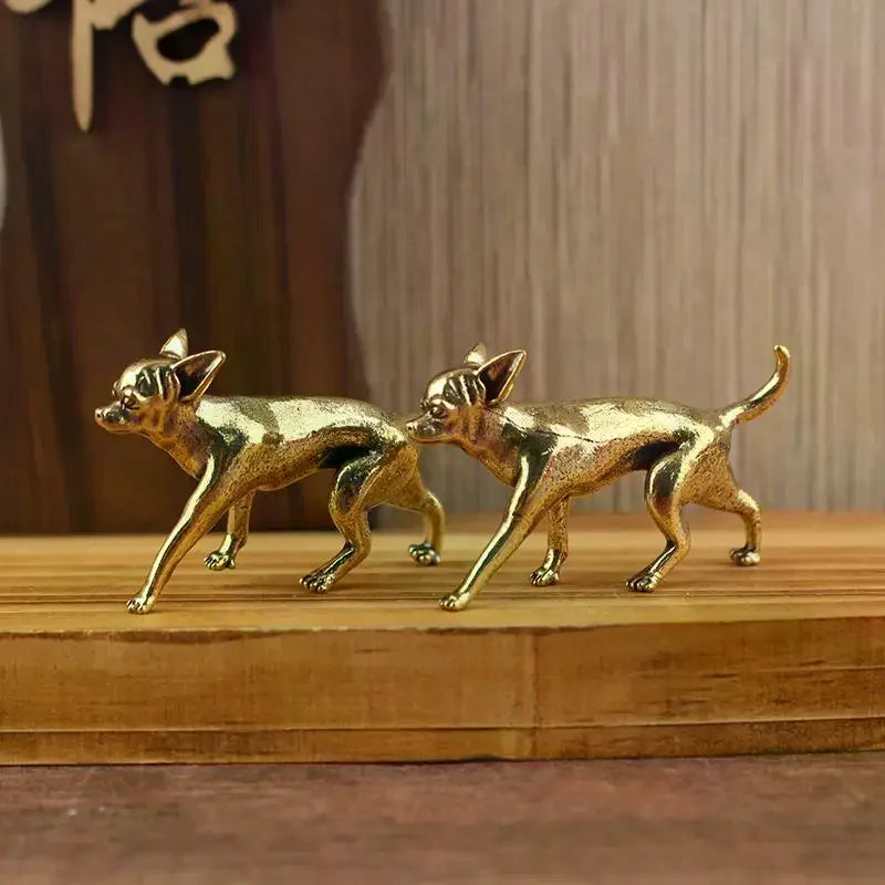 Brass Hairless Dog Puppy Figurine – Desktop & Home Décor Brass Figurine SPOT