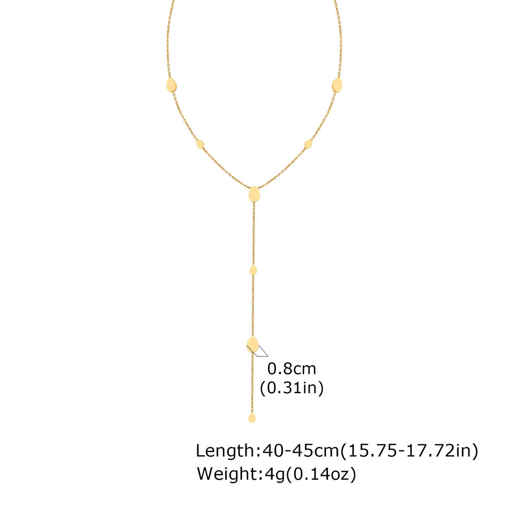 Heart Drop Lariat Y Necklace – 18K Gold Stainless Steel Women Lariat Chain Necklace SPOT Waterdrop Shape