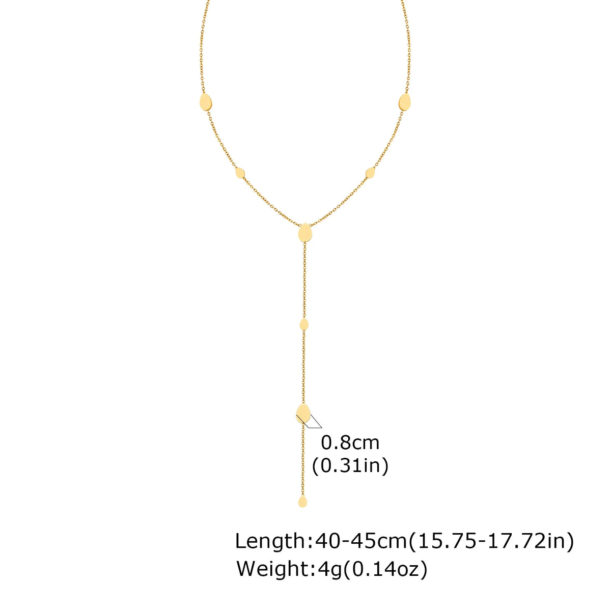 Heart Drop Lariat Y Necklace – 18K Gold Stainless Steel Women Lariat Chain Necklace SPOT Waterdrop Shape