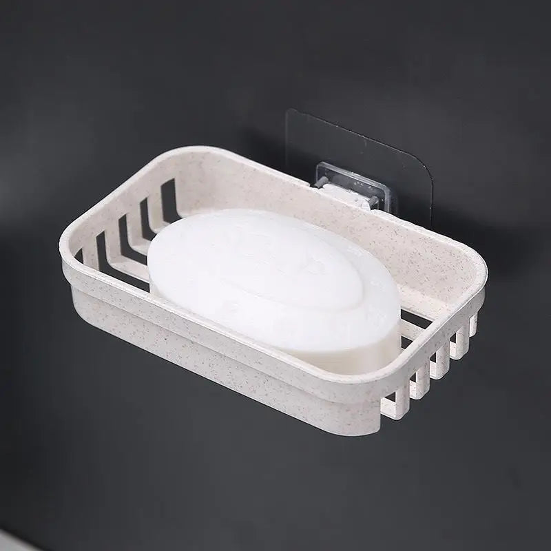 Wheat Straw Wall-Mounted Soap Dish – No-Drill Drainage Wall-Mounted Soap Dish SPOT single Beige
