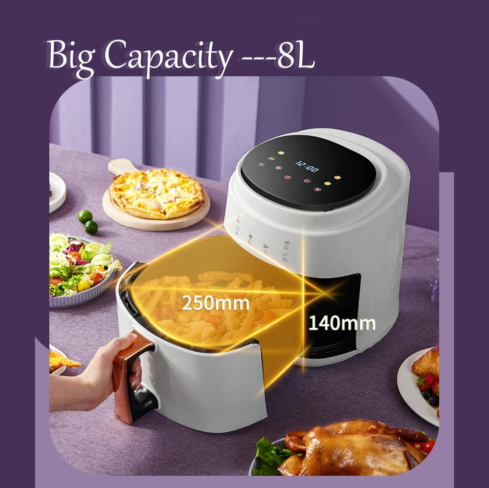 DUTRIEUX 8L Air Fryer – 1400W Smart Touch, Oil-Free Cooking Air Fryer SPOT