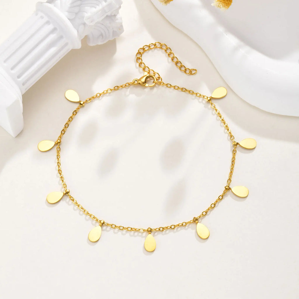 18K Gold Plated Musical Notes Teardrop Anklet for Women Gold Plated Anklet SPOT