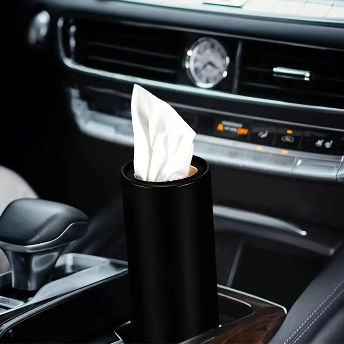 2-Pack Round Car Tissue Cylinder Holder – Wood Pulp Napkin Box Car Tissue Holder SPOT