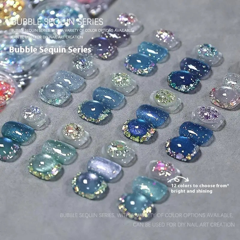Bubble Nail Glitter Jar – Mixed Sequins & Hexagonal Glitter Nail Art Glitter SPOT
