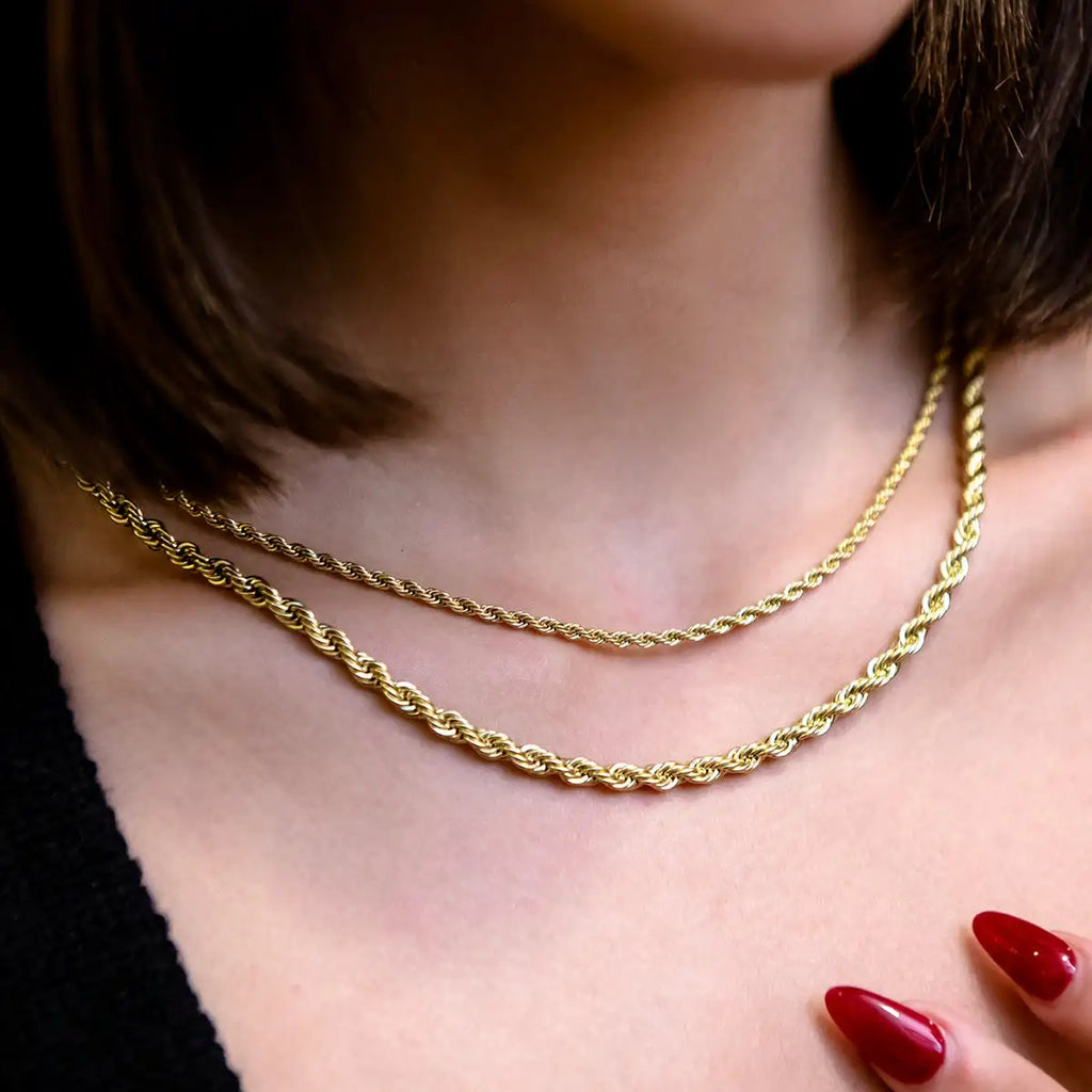 Gold Plated Stainless Steel Rope Twist Chain Necklace 2–5MM Chain Necklace SPOT