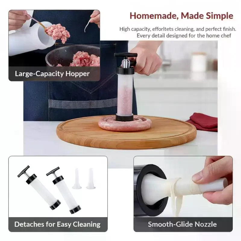 Manual Sausage Stuffer Kit – BPA-Free DIY Meat Filling Tool Sausage Stuffer SPOT