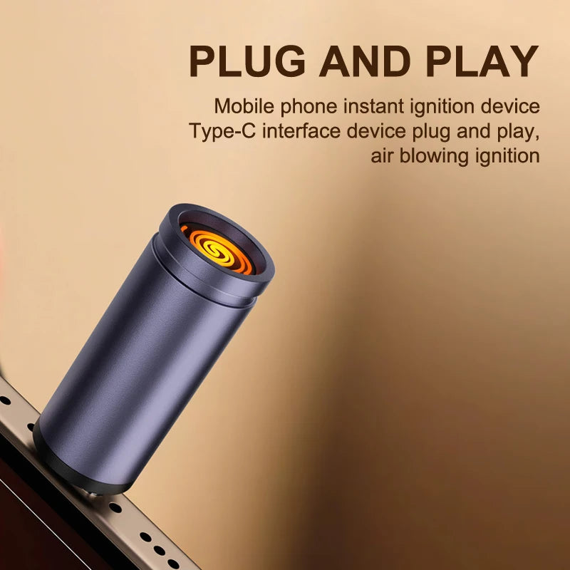 USB Type-C Mini Flameless Lighter – Blow-to-Ignite Auto Shut-Off Flameless USB Lighter SPOT