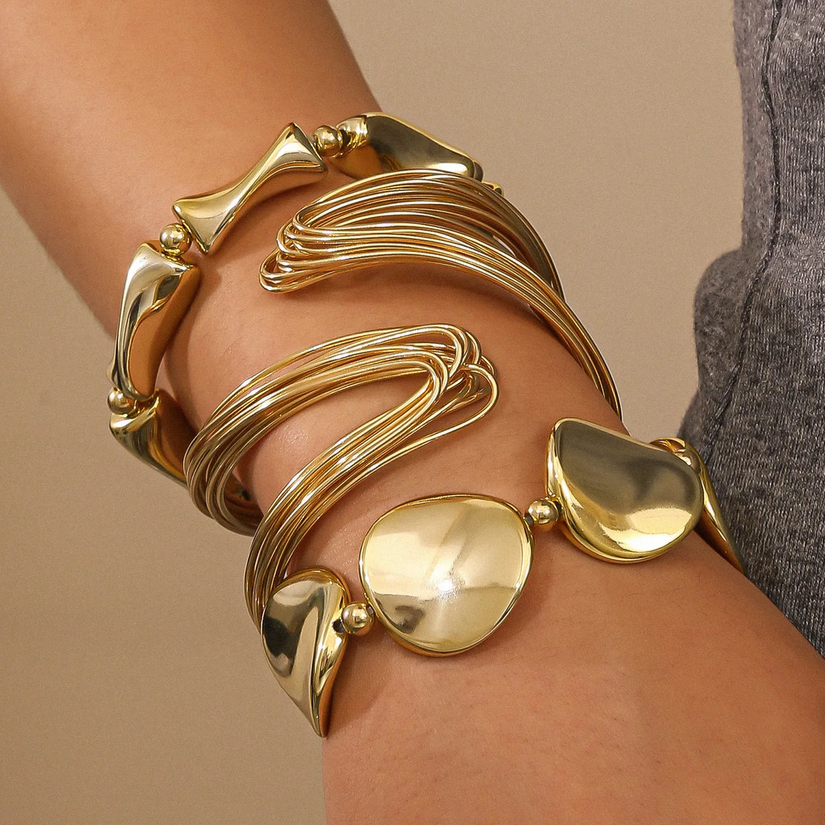 3-Piece Gold Stackable Bangles Set for Women – Adjustable Cuff Stackable Bangles Set SPOT