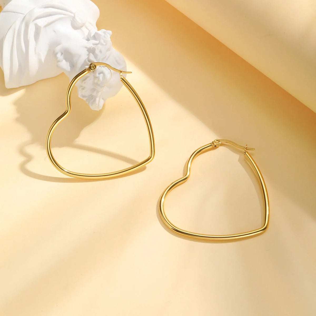 Heart Hoop Earrings – 14K Gold Plated Stainless Steel for Women Hoop Earrings SPOT