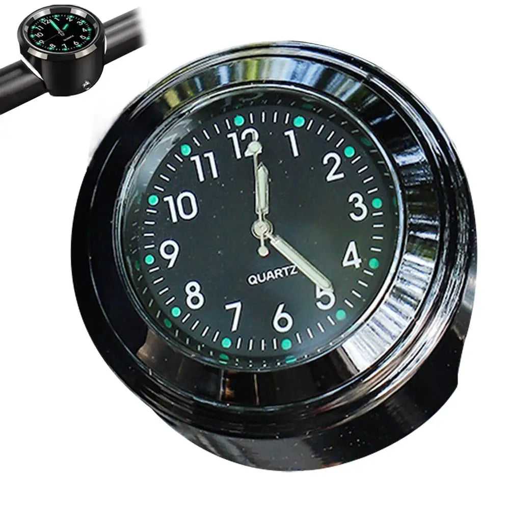Glow-in-the-Dark Handlebar Clock – Waterproof Motorcycle & Bike Motorcycle Handlebar Clock SPOT Black